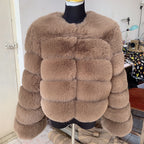 Manteau femme en fausse fourrure, effet fourrure de renard