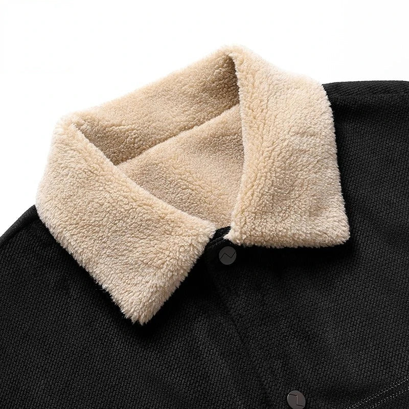 Detail du col de la veste homme doublee polaire Amsterdam