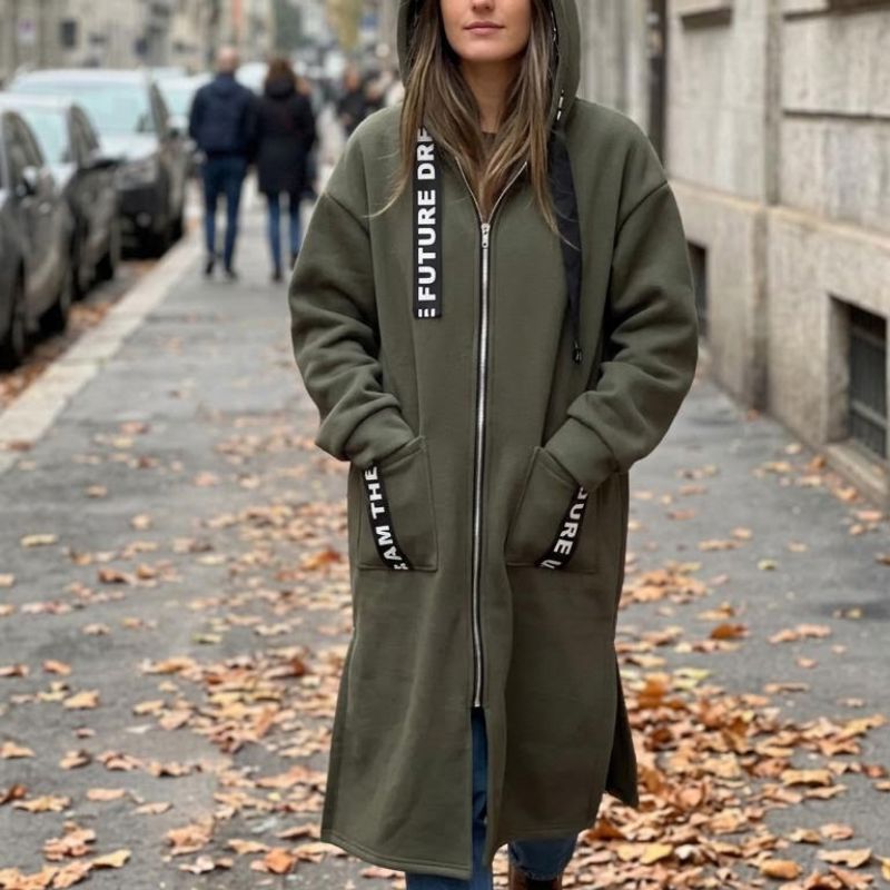 Manteau long cocoon femme zippé