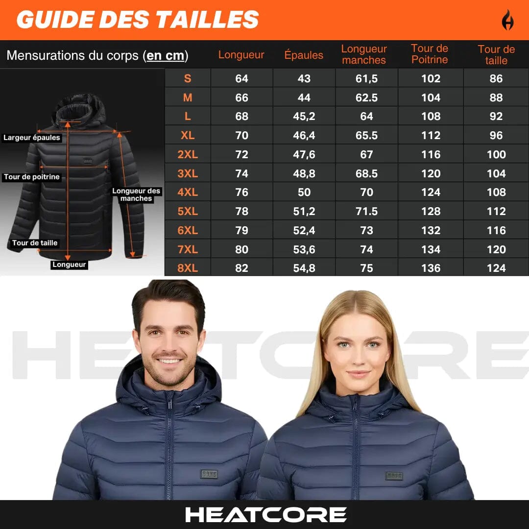 Veste chauffante unisexe à capuche
