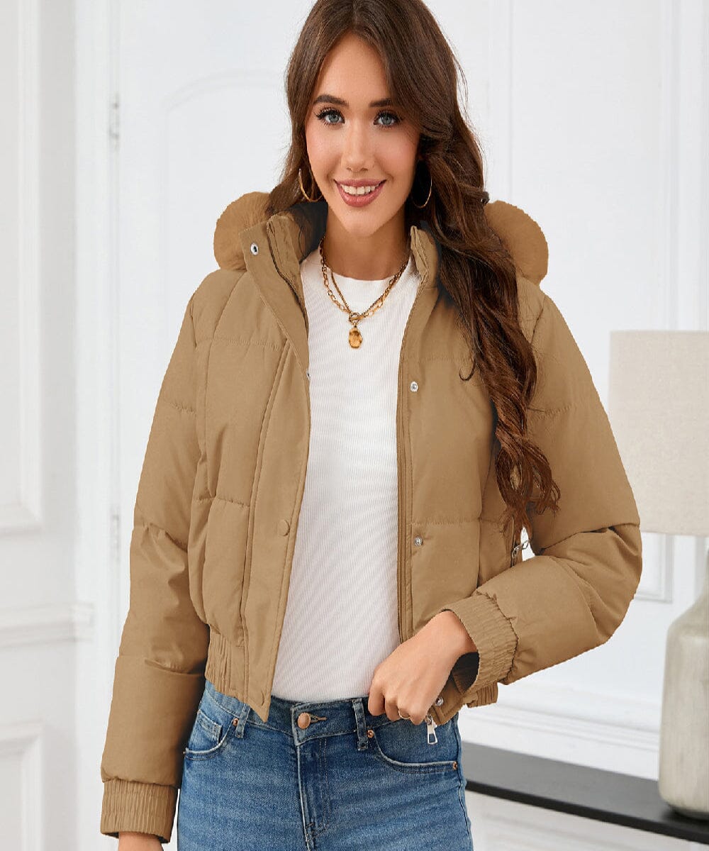 Veste matelassée courte femme col montant