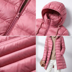 Doudoune longue ultralégère femme à capuche