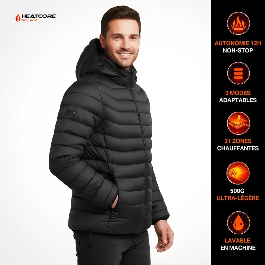 Veste chauffante unisexe à capuche