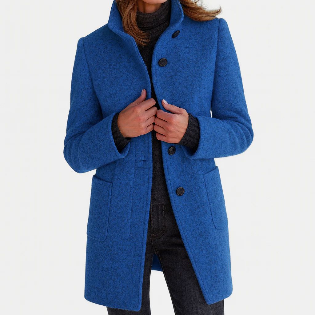 Manteau femme effet laine coupe midi - Bleu
