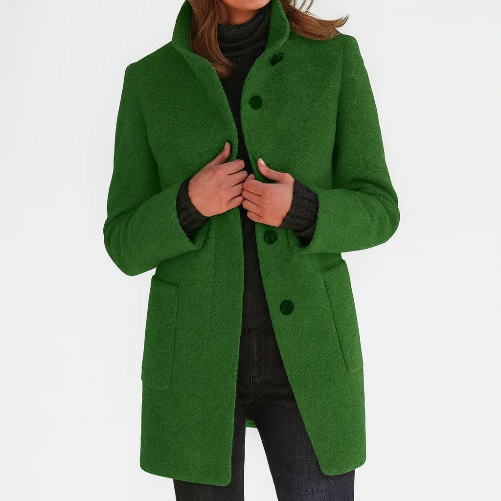 Manteau femme effet laine coupe midi - Vert