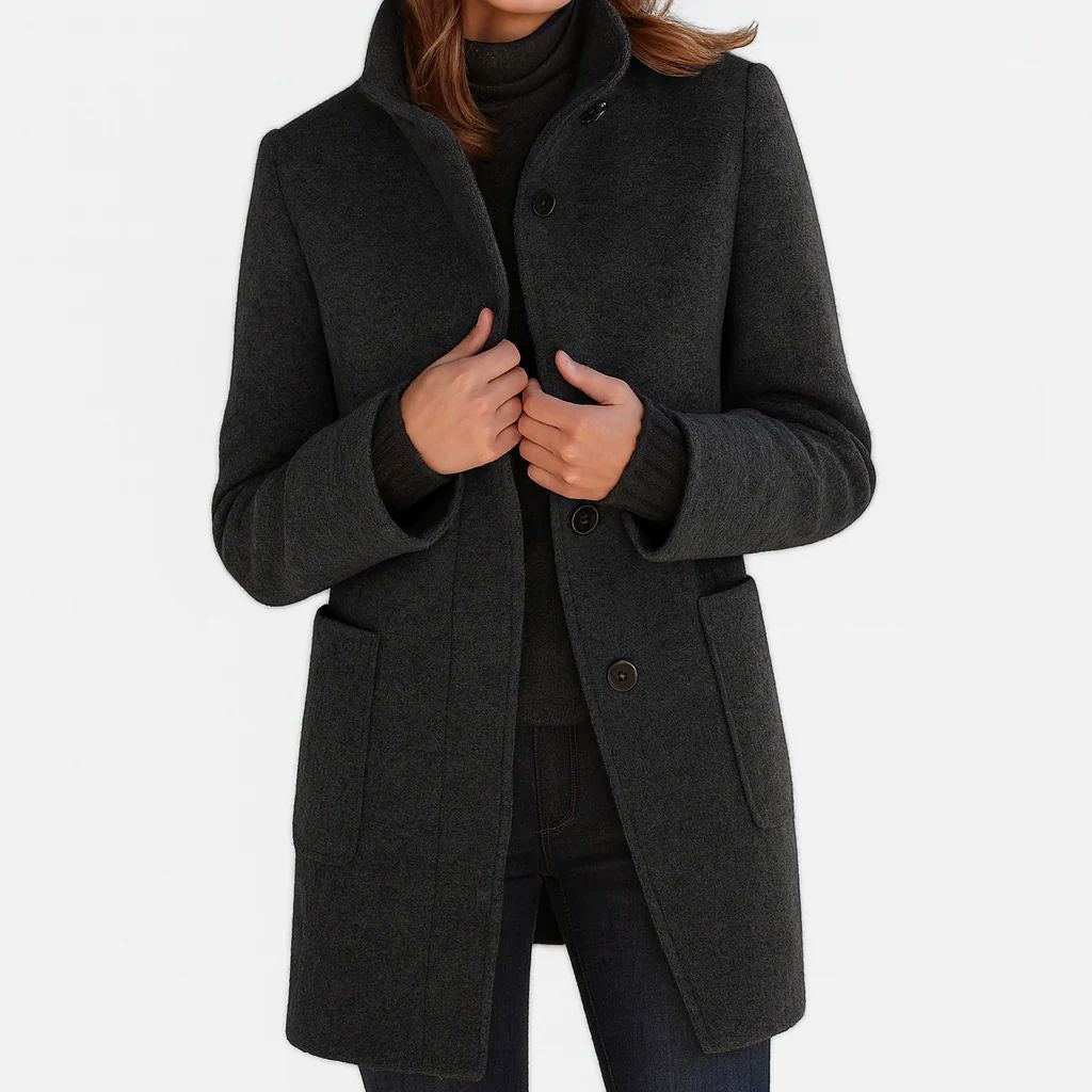 Manteau femme effet laine coupe midi - Noir