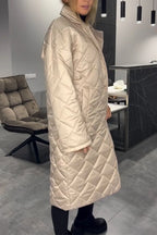 Manteau matelassé long femme doublure léopard