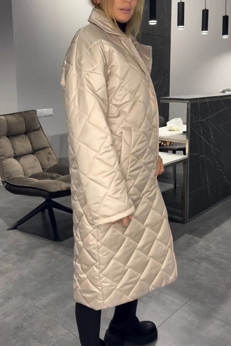 Manteau matelassé long femme doublure léopard