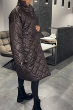 Manteau matelassé long femme doublure léopard