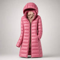 Doudoune longue ultralégère femme à capuche - Rose