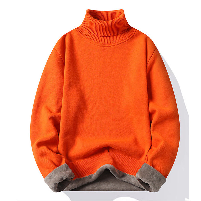 Pull col roulé homme coloris orange