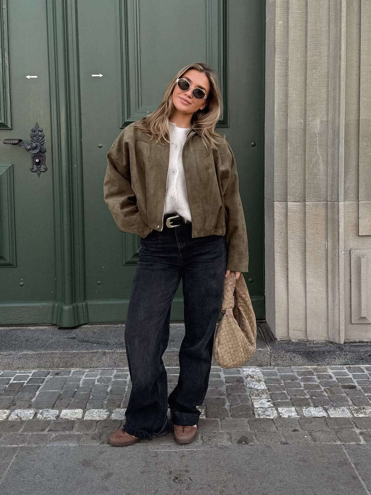 Bomber femme aspect daim oversize