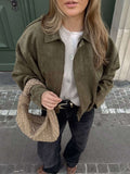 Bomber femme aspect daim oversize