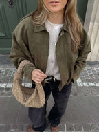 Bomber femme aspect daim oversize