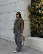 Bomber femme aspect daim oversize