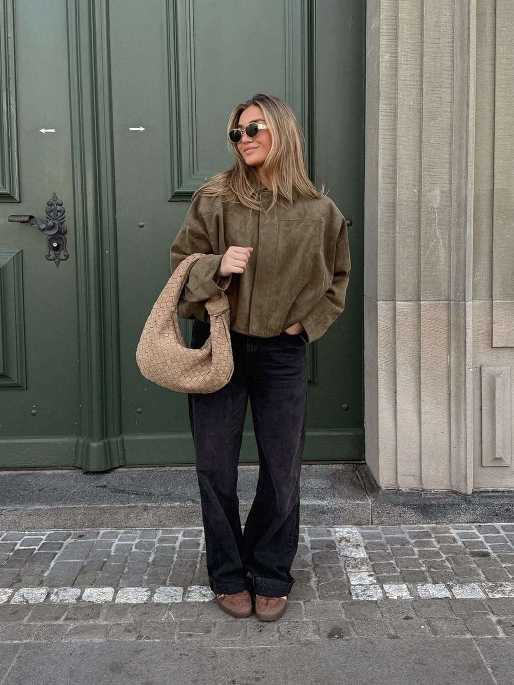 Bomber femme aspect daim oversize