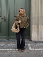 Bomber femme aspect daim oversize