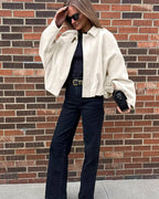 Bomber femme aspect daim oversize