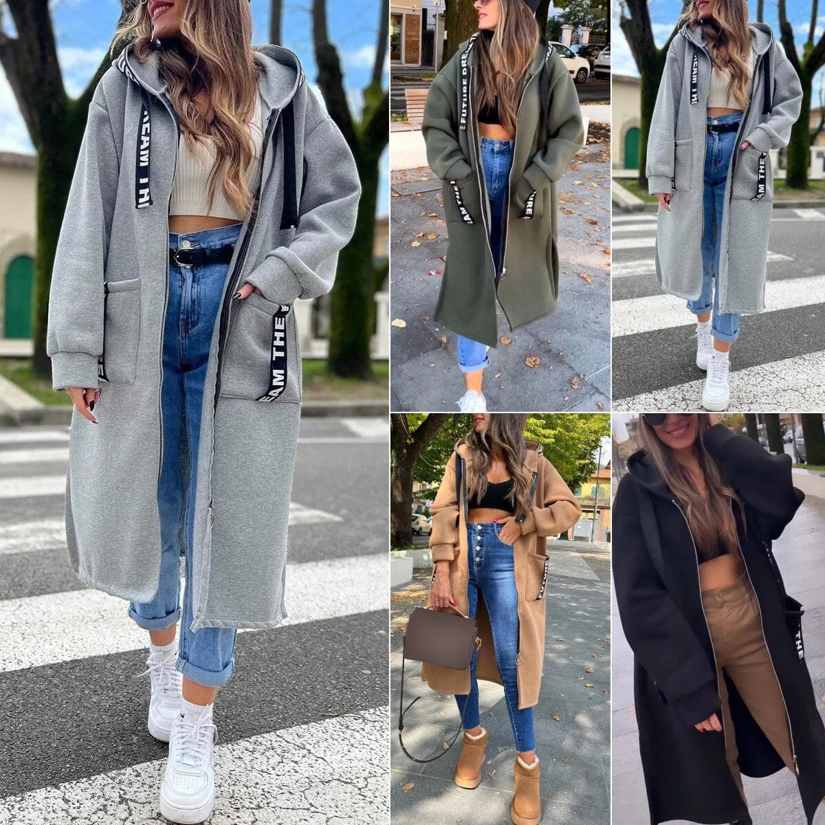 Manteau long cocoon femme zippé