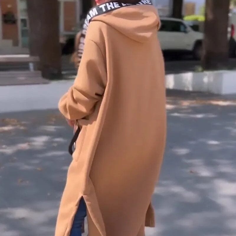 Manteau long cocoon femme zippé
