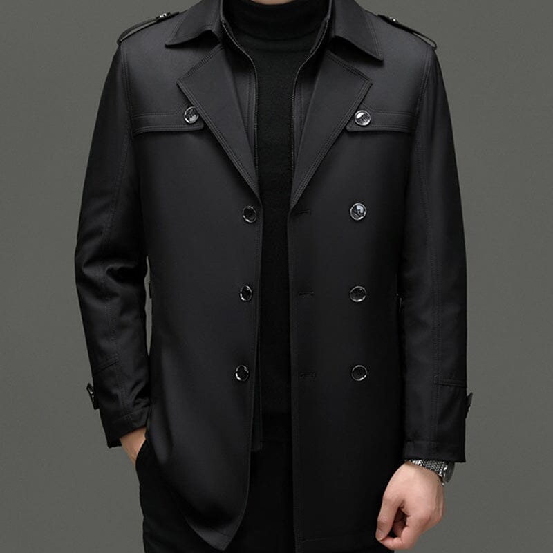 Trench homme mi-long doublure amovible - Noir