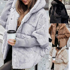 Doudoune oversize femme manches en tricot à capuche