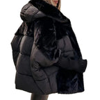 Doudoune oversize femme manches en tricot à capuche