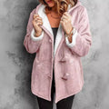 Manteau femme aspect daim doublé polaire à capuche