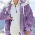 Veste polaire femme doublée sherpa à capuche - Violet