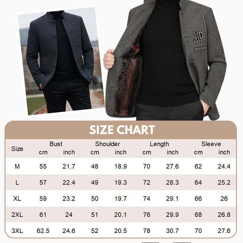Veste d'hiver homme col montant (3 épaisseurs)