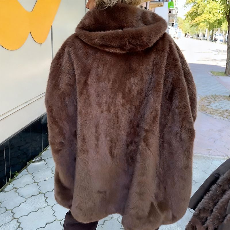 Manteau en peluche femme à capuche zippé