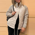 Veste matelassée femme manches en tricot - Beige