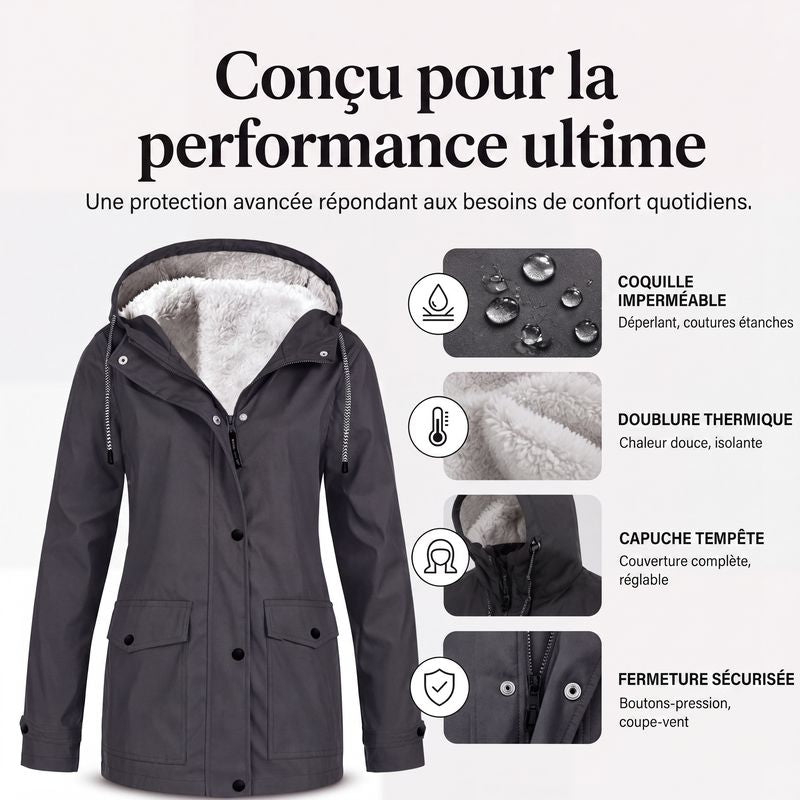 Veste à capuche femme doublée polaire coupe-vent
