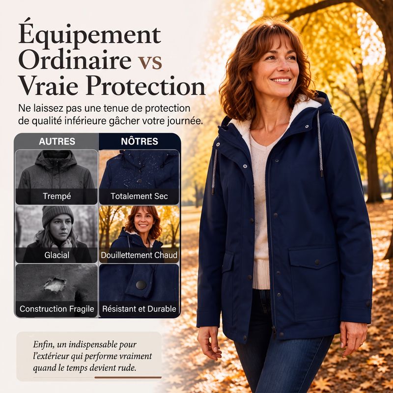 Veste à capuche femme doublée polaire coupe-vent