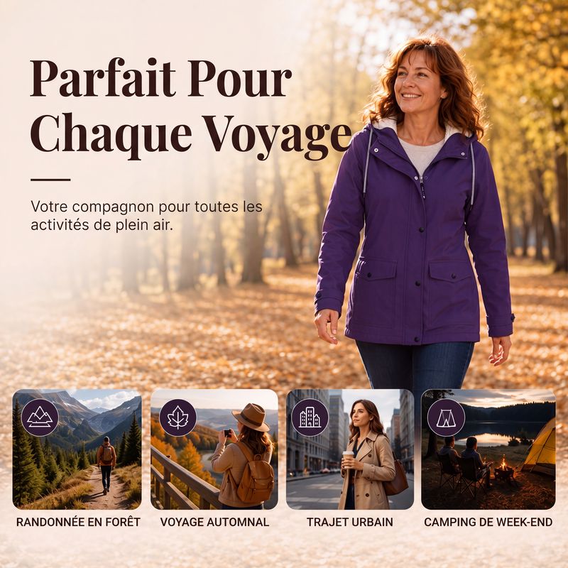 Veste à capuche femme doublée polaire coupe-vent