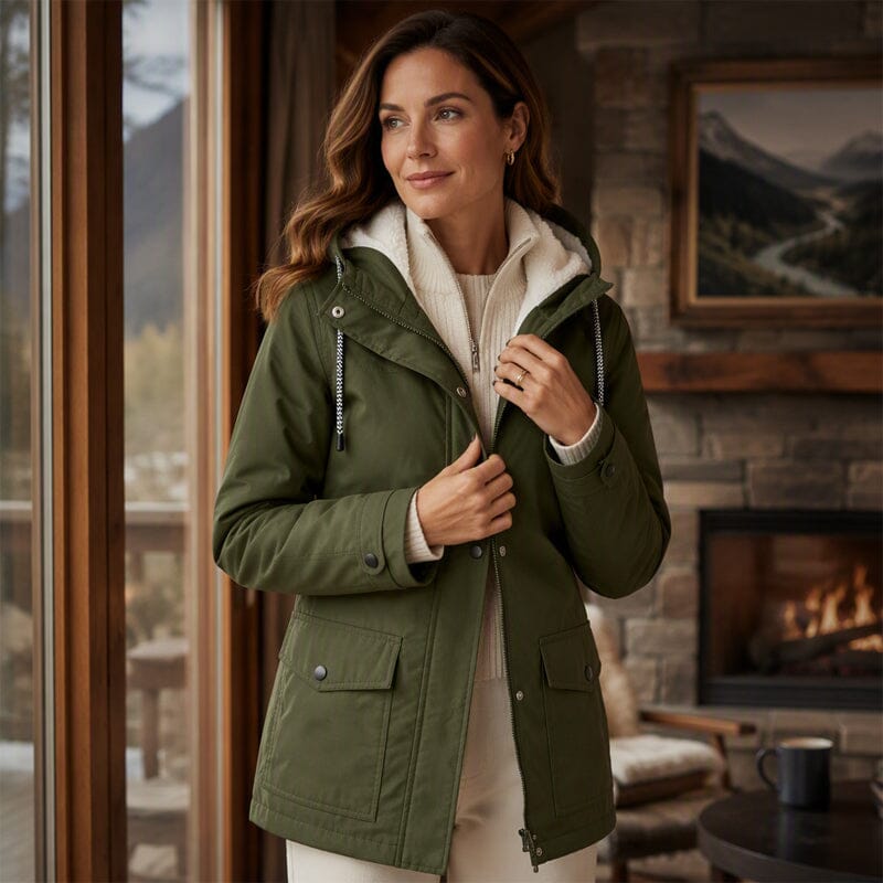 Veste à capuche femme doublée polaire coupe-vent