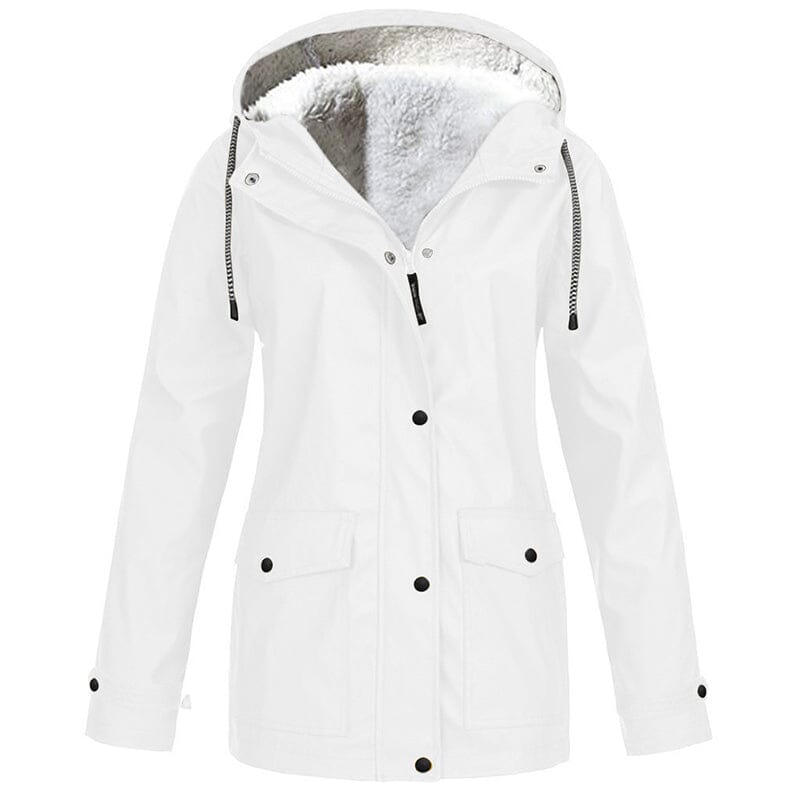 Veste à capuche femme doublée polaire coupe-vent - Blanc