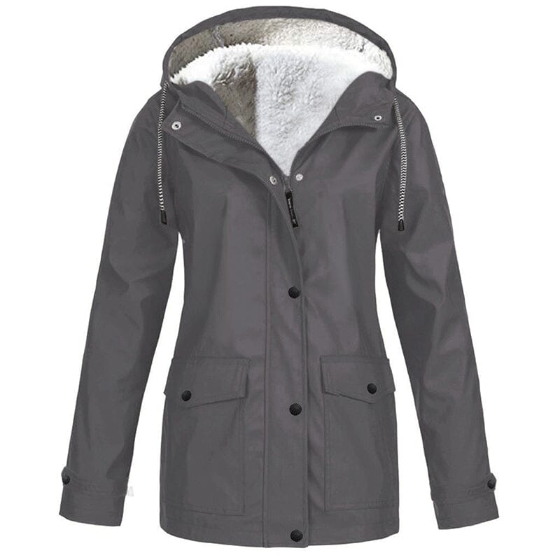 Veste à capuche femme doublée polaire coupe-vent - Gris