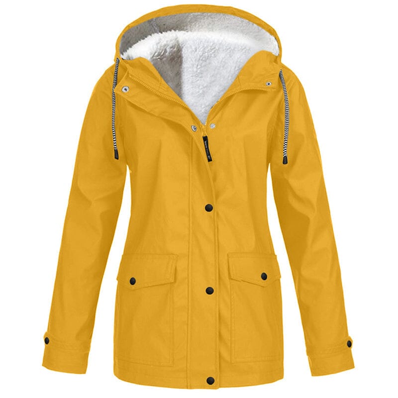 Veste à capuche femme doublée polaire coupe-vent - Jaune