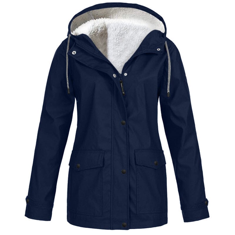 Veste à capuche femme doublée polaire coupe-vent - Bleu marine