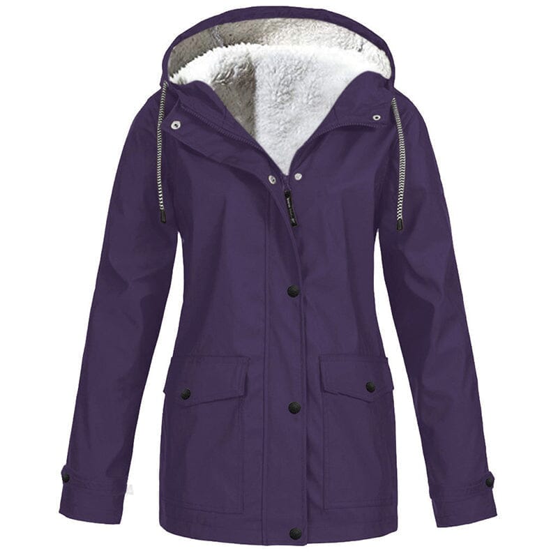 Veste à capuche femme doublée polaire coupe-vent - Violet