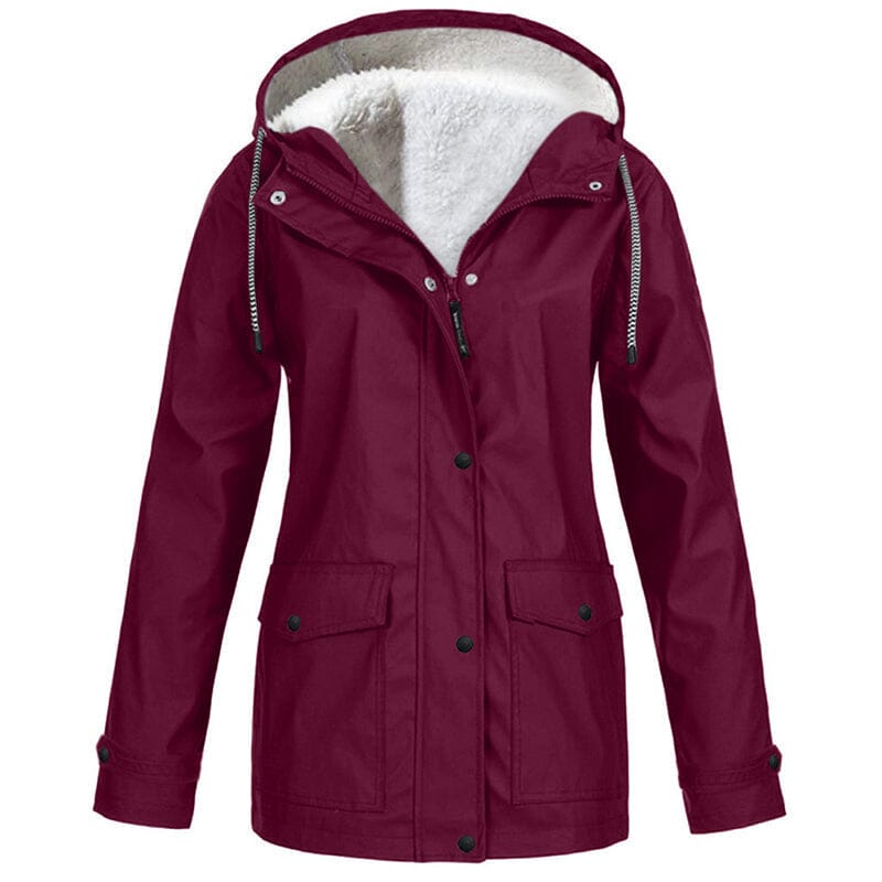 Veste à capuche femme doublée polaire coupe-vent - Bordeaux