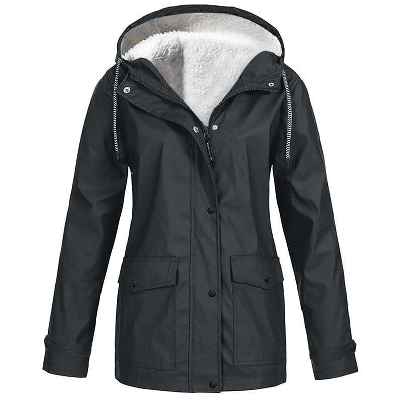 Veste à capuche femme doublée polaire coupe-vent - Gris foncé