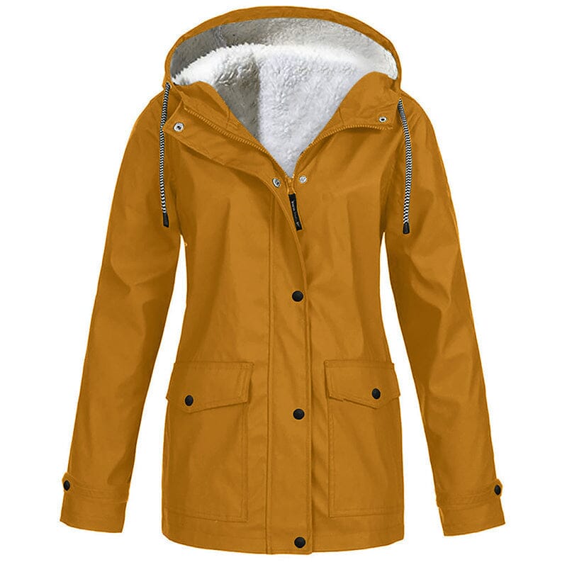 Veste à capuche femme doublée polaire coupe-vent - Kaki