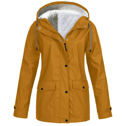 Veste à capuche femme doublée polaire coupe-vent - Kaki