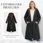 Manteau long femme doublé peluche à capuche