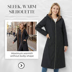 Manteau long femme doublé peluche à capuche