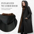 Manteau long femme doublé peluche à capuche
