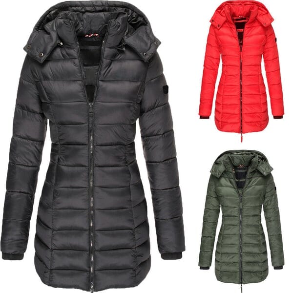 Veste matelassée mi-longue femme à capuche