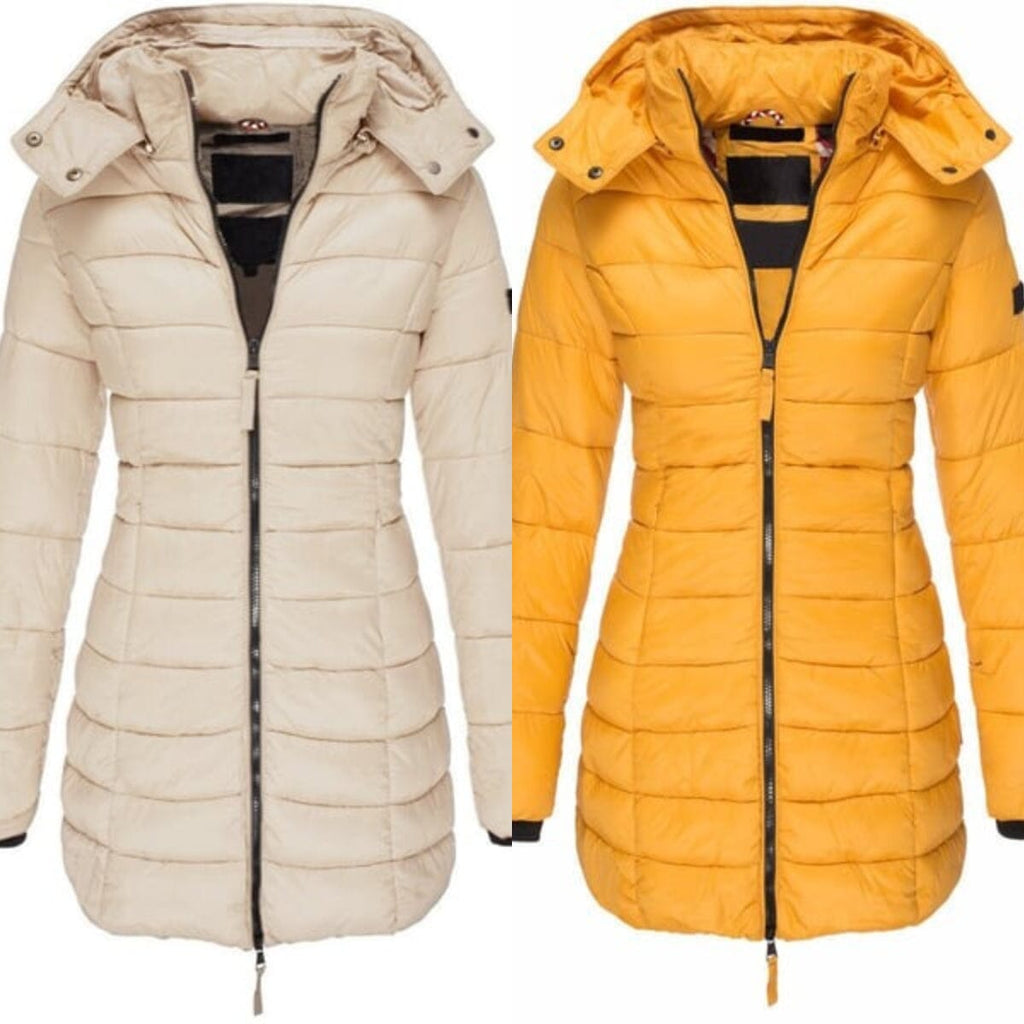 Veste matelassée mi-longue femme à capuche